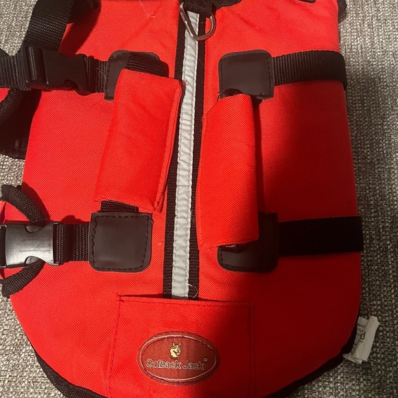 Outback Jack Red/Black Dog Life Jacket Size Medium - Picture 2 of 5